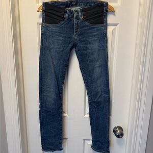 Citizens Of Humanity Blue Maternity Skinny Jeans with Black Panel Waistband